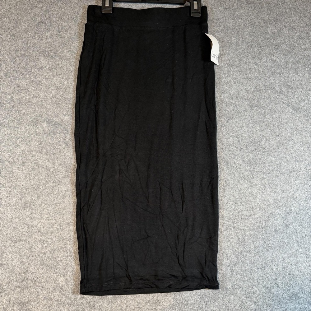 Bar III Skirt Womens Petite PP Black Jersey Knit Bodycon Midi Pull On Stretch